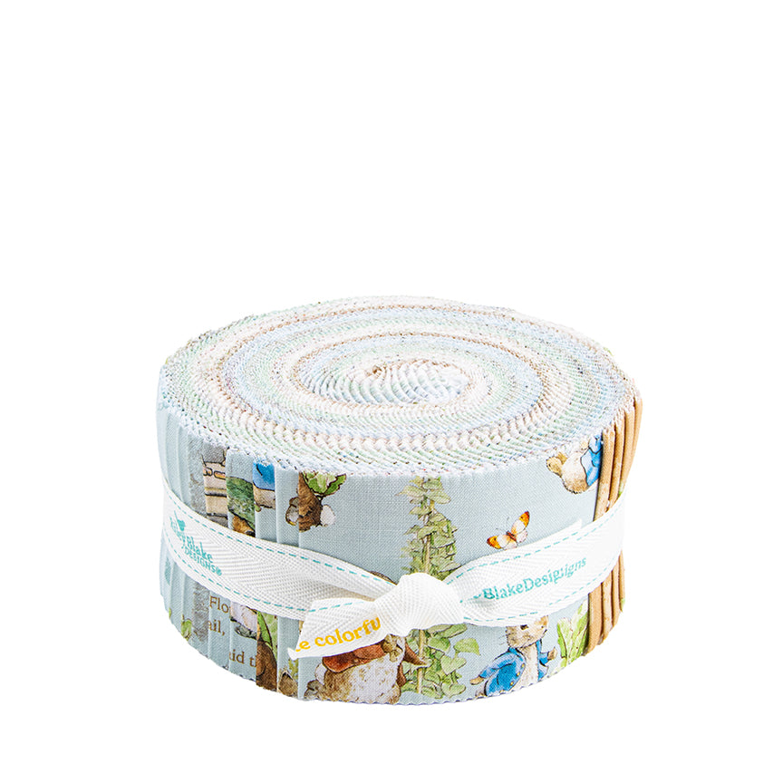 Preorder - Peter Rabbit™ & Benjamin Bunny™ Rolie Polie – 40pc 2 ½” Fabric Strips – Riley Blake Designs – Beatrix Potter