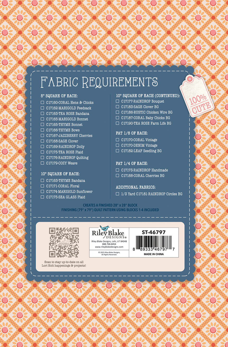 Lori Holt Farmer’s Daughter Quilt Seeds™ Pattern – Spring Barn (28" Block)