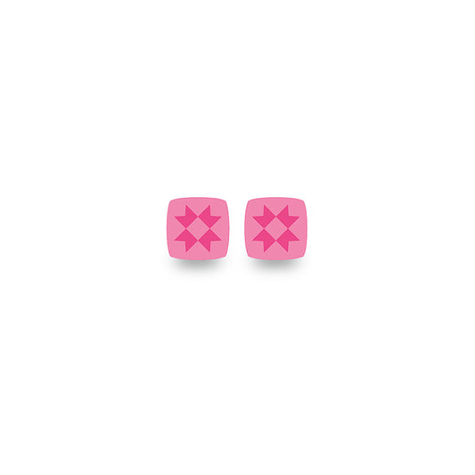 Leather Earrings Sawtooth Star Posts Pink – 50% Deposit March 2027 Preorder