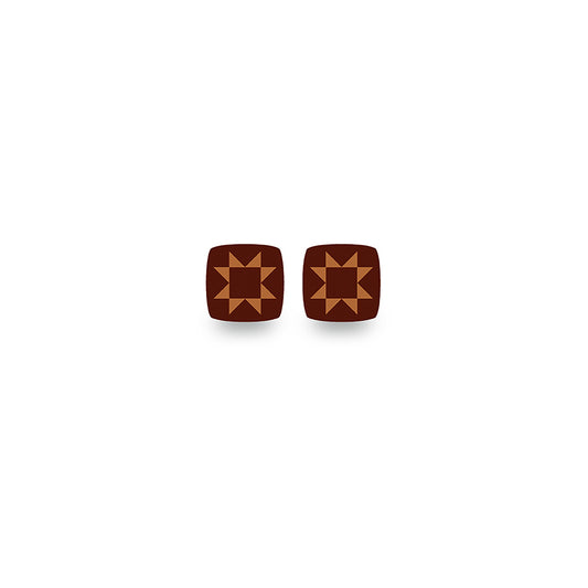 Leather Earrings Sawtooth Star Posts Brown – 50% Deposit March 2027 Preorder