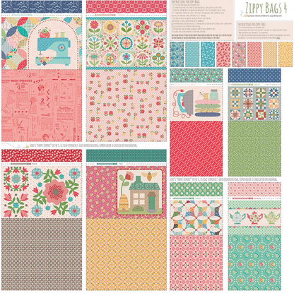 Zippy Bags 4 Panel by Lori Holt – Includes Instructions to Make 8 Project Bags (HD17370-PANEL) – Optional Happy Zippers Add-On