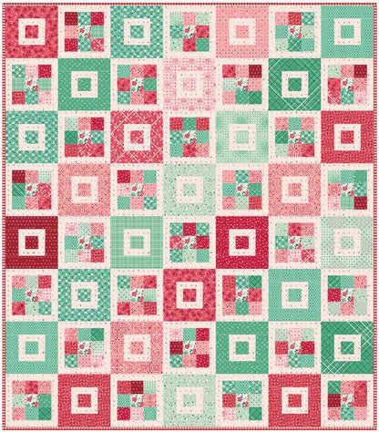 PREORDER – Shortcake Quilt Kit in Berry & Sage with Binding + Backing Option – Lori Holt (Throw Size 56" x 64")