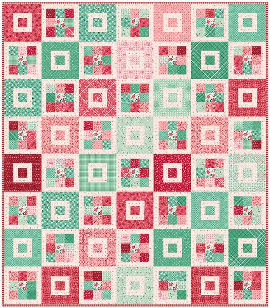 PREORDER – Shortcake Quilt Kit in Berry & Sage with Binding + Backing Option – Lori Holt (Throw Size 56" x 64")