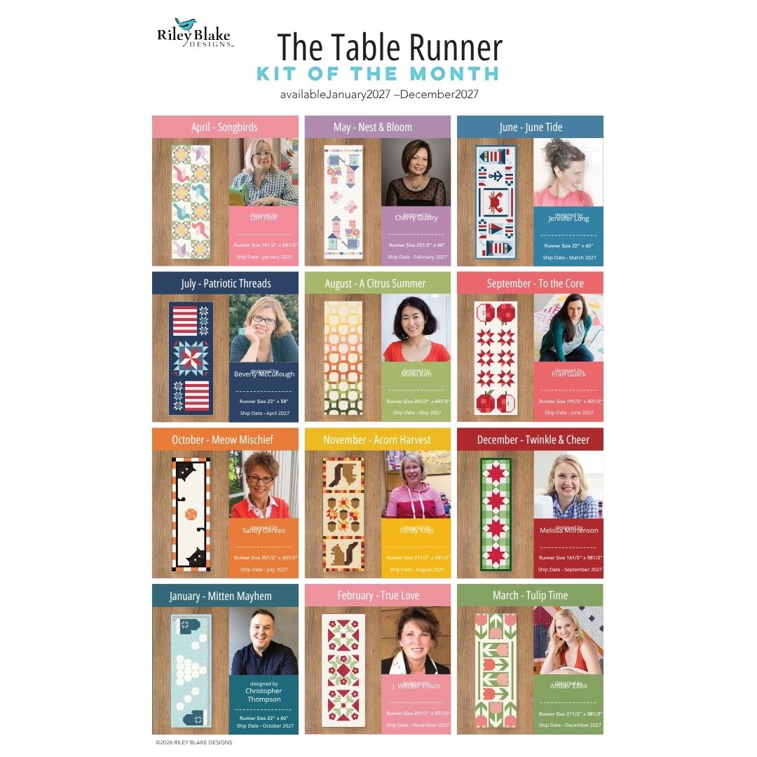 Riley Blake 2027 Table Runner Kit of the Month Club – 12 Monthly Table Topper Kits – First Kit Ships January 2027