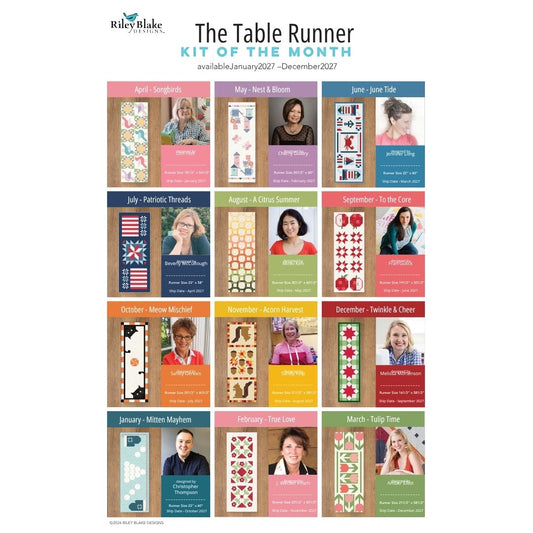 Riley Blake 2027 Table Runner Kit of the Month Club – 12 Monthly Table Topper Kits – First Kit Ships January 2027