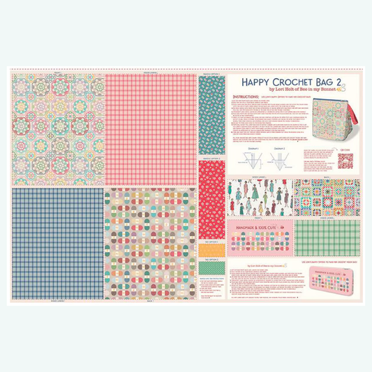 Chunky Thread Home Decor Panel | Happy Crochet Bag & Crochet Hook Bag | Lori Holt | Bee in My Bonnet | HD15325-PANEL