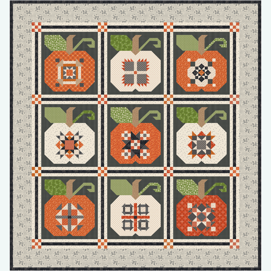 Autumn Pumpkin Quilt Seeds™ Pieced Quilt Kit | Pumpkin & Licorice Colorway | 78" x 84" | 50% Deposit Preorder | Ships April 2027