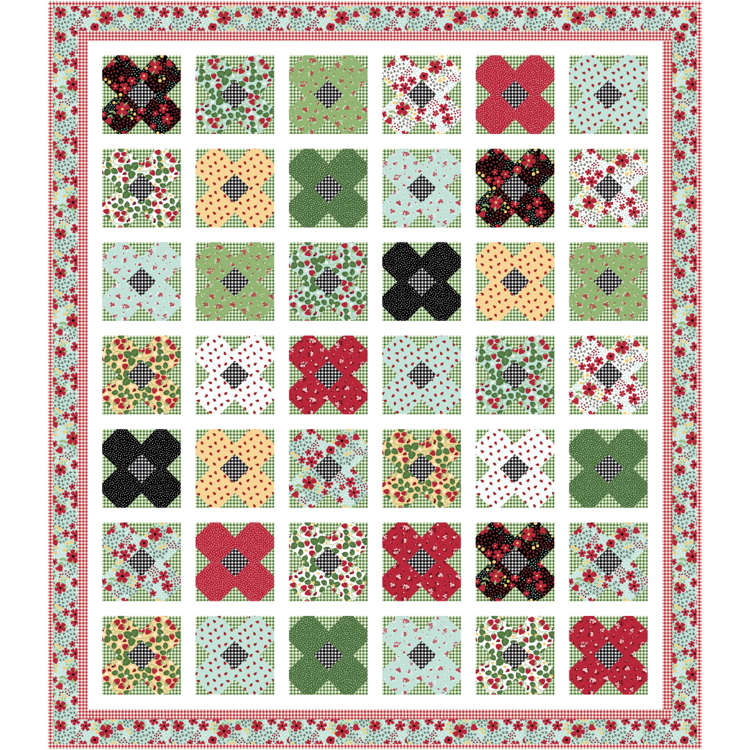 Friendship Flowers Quilt Kit – 66" x 75 1/2" – Little Ladybug – August 2026 – 50% Deposit Preorder