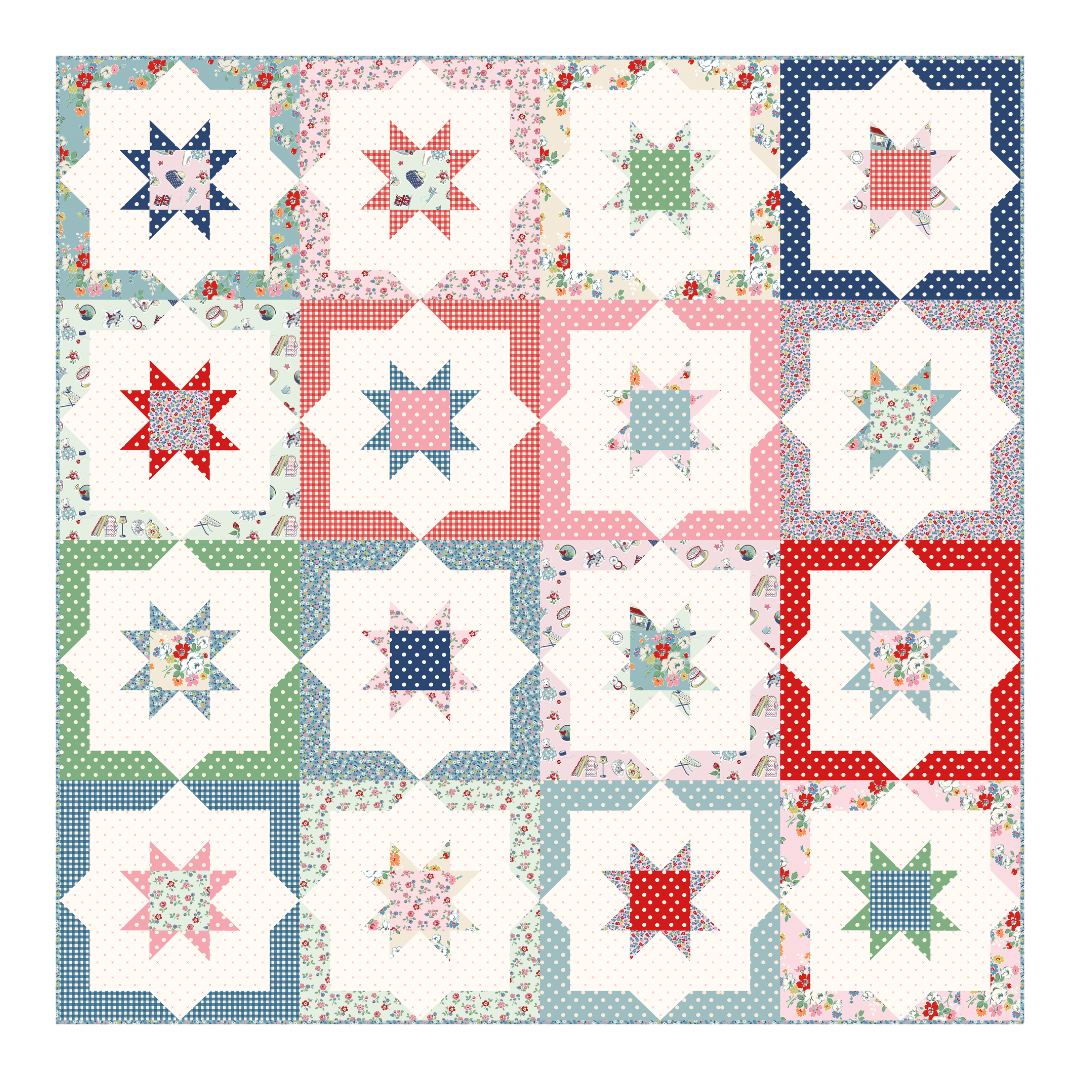Gertrude Quilt Kit – Cath Kidston Collection – 64" x 64" Sawtooth Star Quilt – September 2026 Preorder – 50% Deposit
