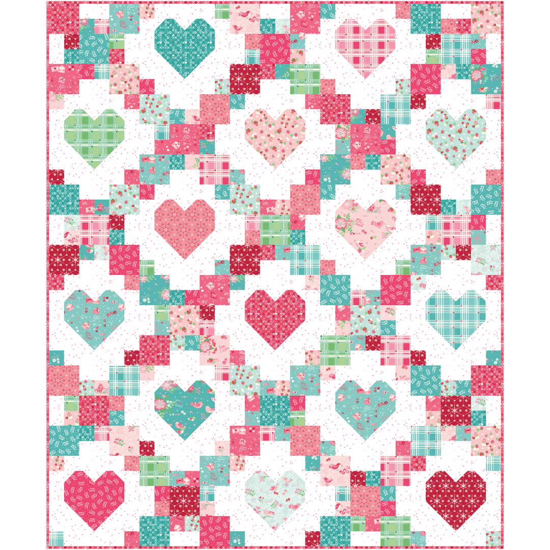 Heartsy Quilt Kit – Bloom & Heart Collection – Heartsy Pattern by Cluck Cluck Sew – 60" x 72" – November 2026 Preorder – 50% Deposit