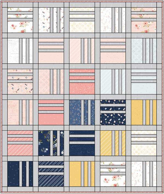 Squared Up Quilt Kit – Between the Pages by Fran Gulick – Throw 60" x 71" – Riley Blake Designs – 10" Stacker Friendly
