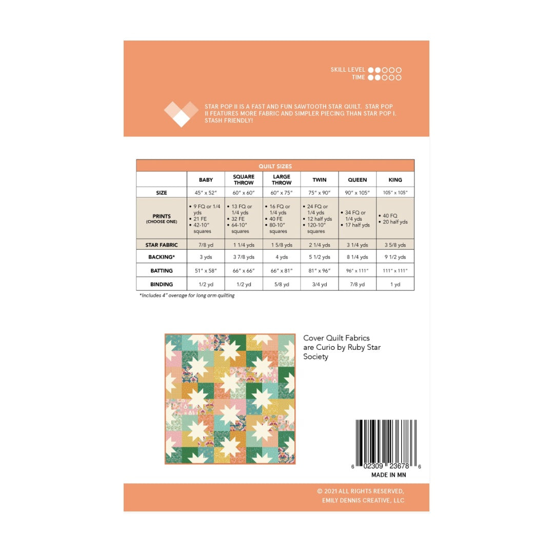 🌟 Star Pop II Quilt Pattern – Quilty Love by Emily Dennis