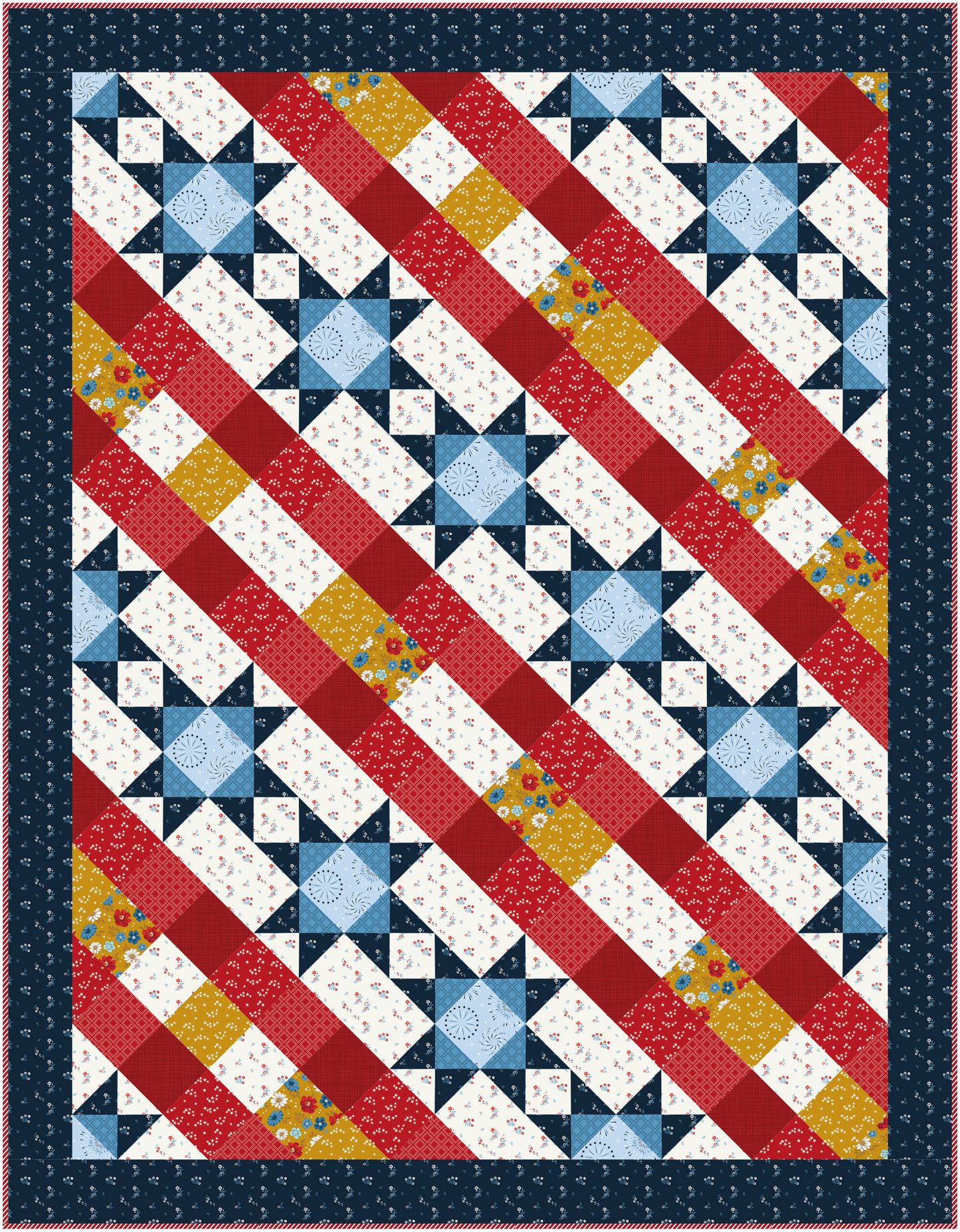 Stars N Stripes Quilt Kit Featuring Patriotic Pride by Sandy Gervais for Riley Blake Designs - February 2027 Preorder