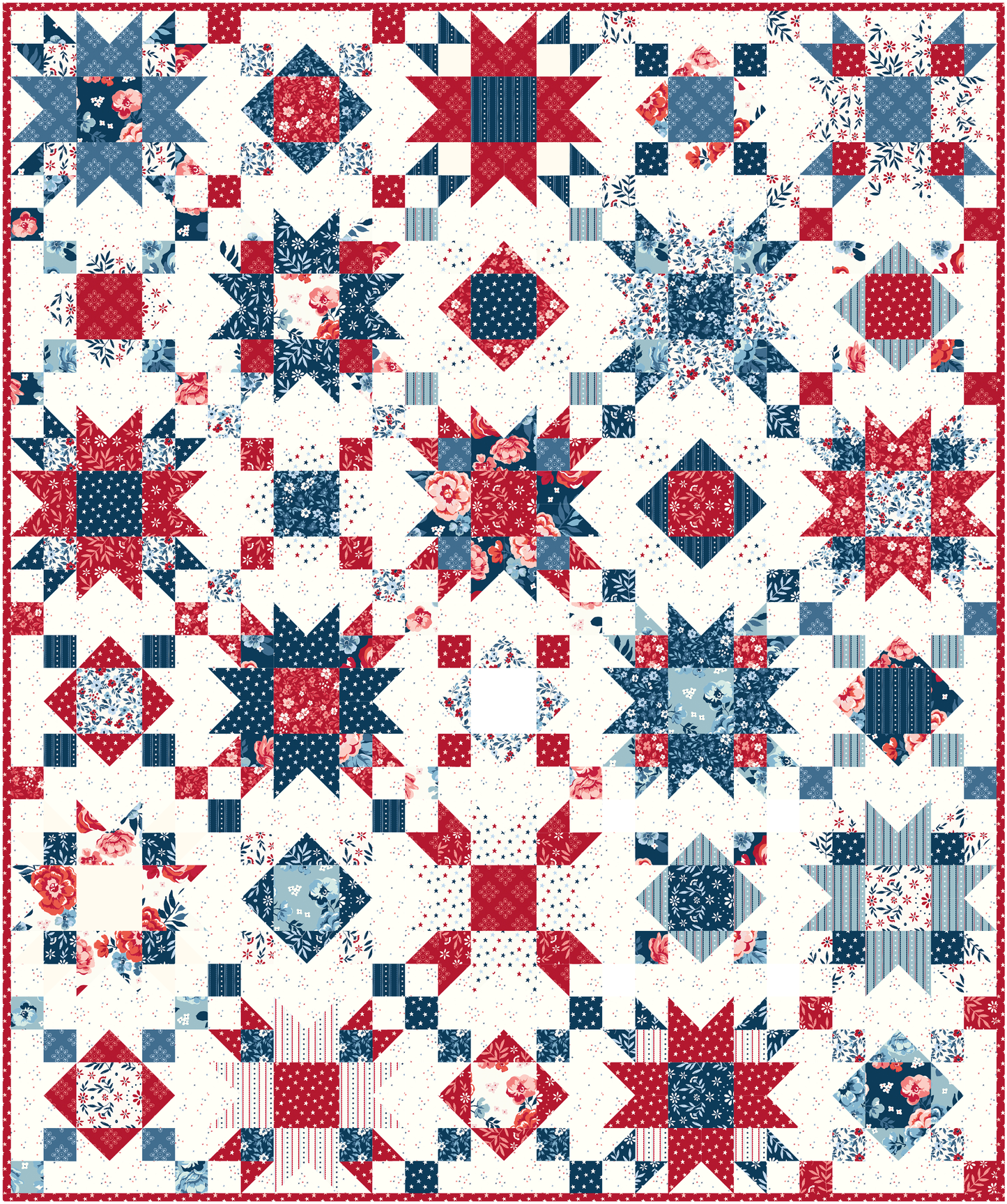 Summer on the Porch Throw Quilt Kit Reservation - Star-Spangled Garden - February 2027 - 50% Deposit