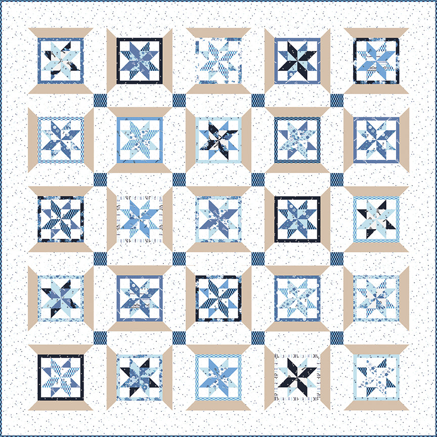 Threaded Quilt Kit – 66" x 66" | Blue Blooms & Threads by Christopher Thompson for Riley Blake Designs