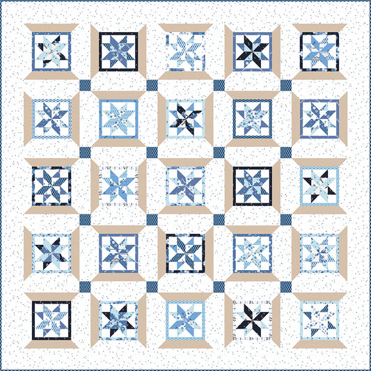 Threaded Quilt Kit – 66" x 66" | Blue Blooms & Threads by Christopher Thompson for Riley Blake Designs