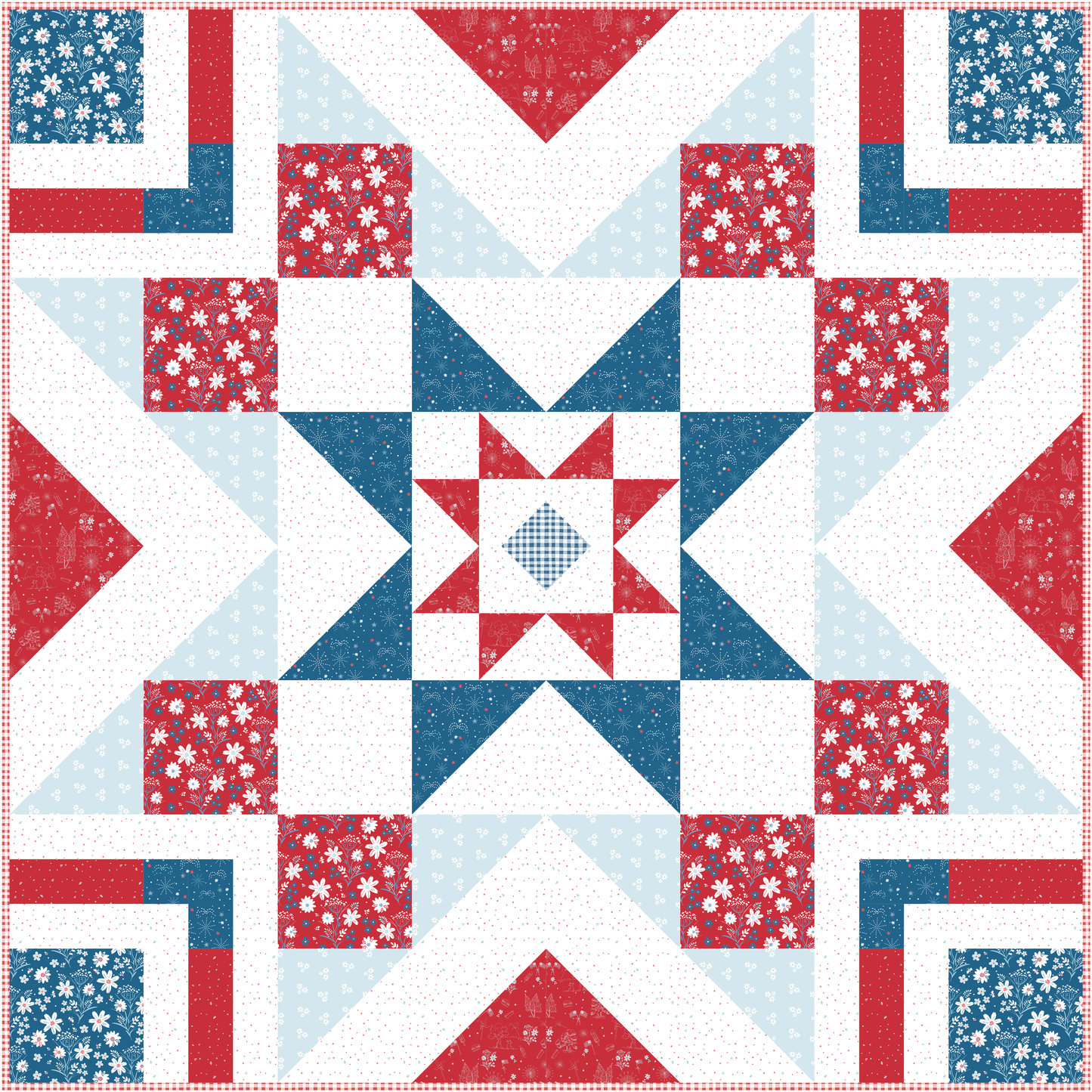 Triple Barn Star Quilt Kit – Firework Fields | Patriotic Quilt Kit Preorder March 2026