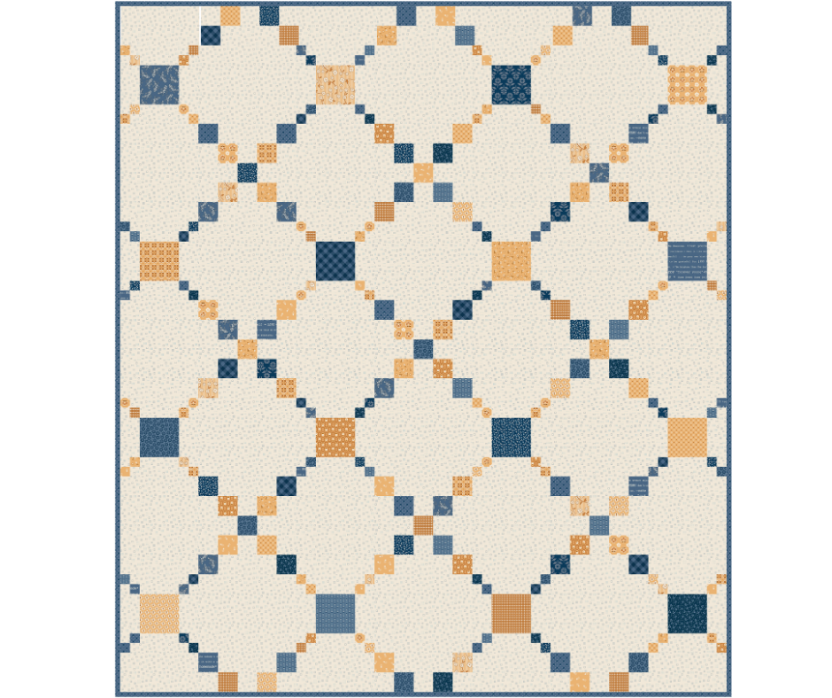 Irish Puzzle Quilt Kit – Denim & Daisy by Lori Holt (Preorder October 2026) | 62.5” x 70.5”