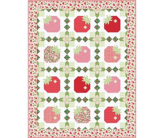 Strawberry Basket Quilt Kit – 50% Deposit – December 2026 Preorder – Strawberry Shortcake Fabric – 60” x 77”
