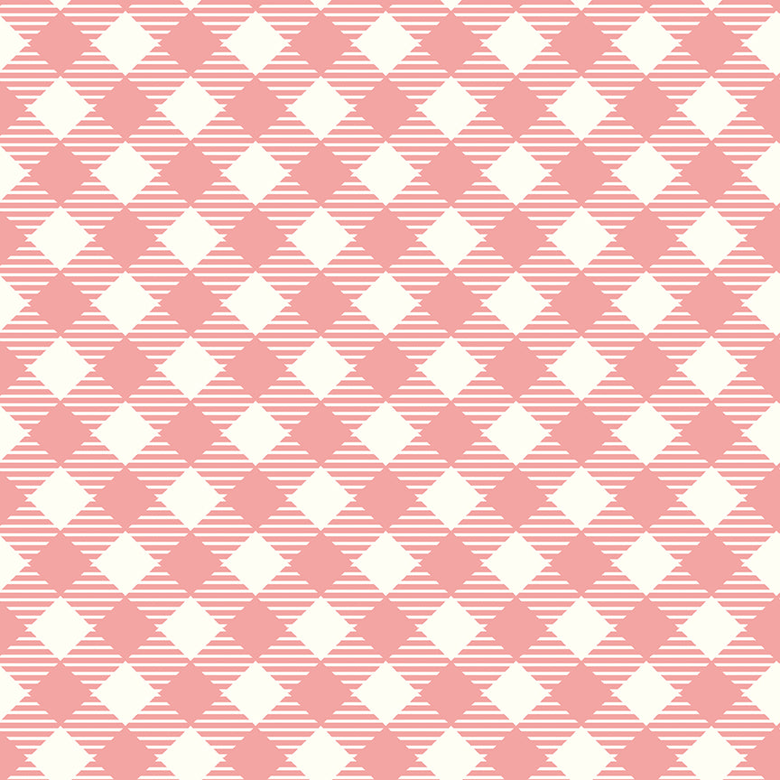 PREORDER Gardenside Quilt Backing Set – Bee Ginghams Coral Wide Back