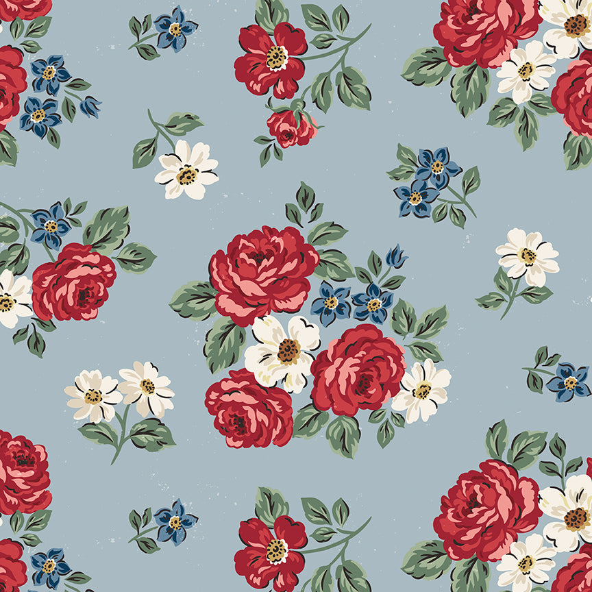Independence Blue Wide Back Backing Set – 2 1/3 Yards – 108" Wide – Picket Fence 67" x 67"