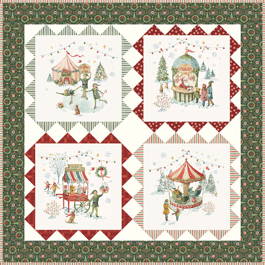 Whimsical Winter Fair Panel Quilt Kit – Santa’s Fair by Lisa Audit | 48½" x 48½" | 50% Deposit Preorder | May 2027