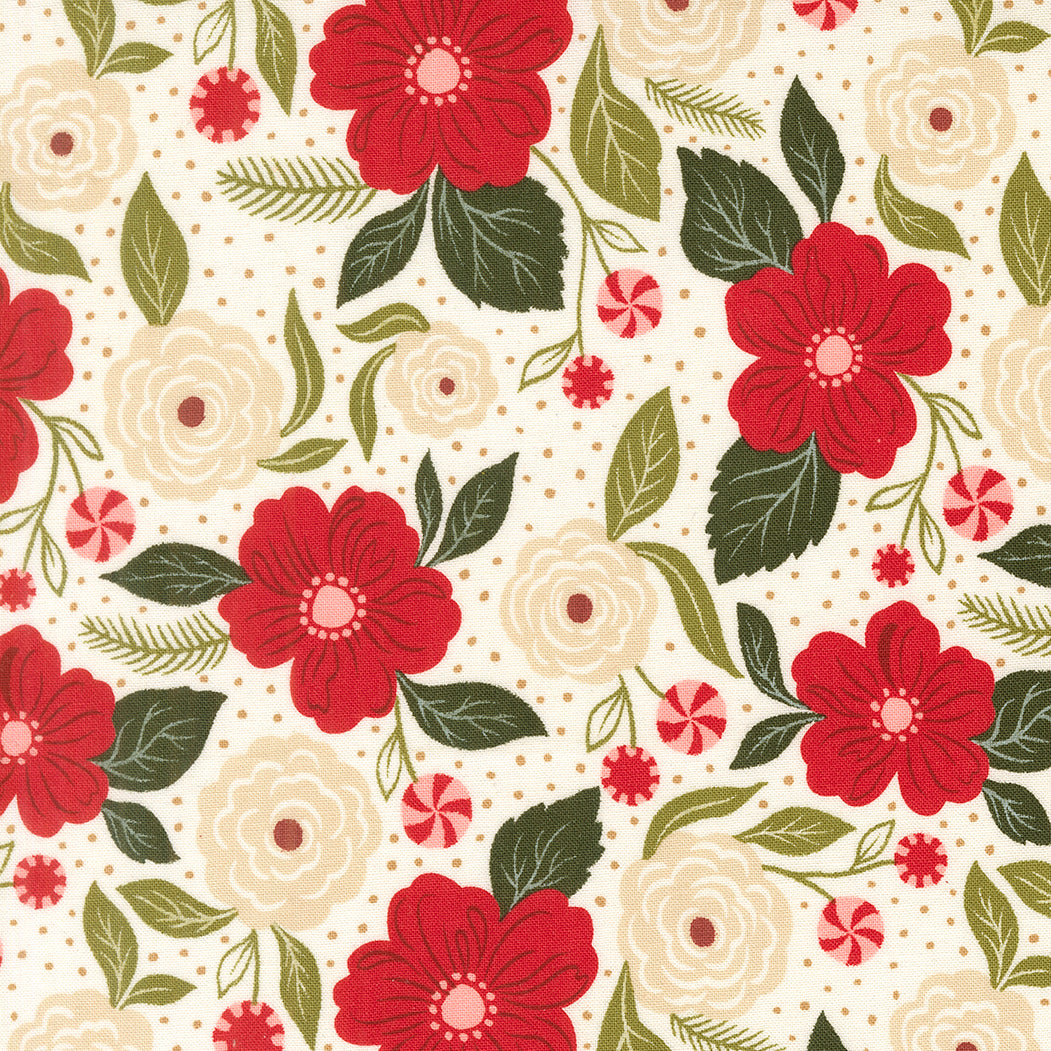 Lella Boutique Peppermint Cocoa Cream Large Floral – Moda 5280 11 (By the Yard)