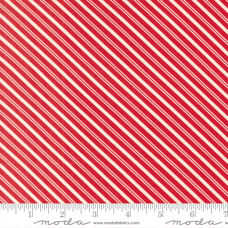 Lella Boutique Peppermint Cocoa Red Diagonal Stripe – Moda 5285 13 (By the Yard) (with ruler)